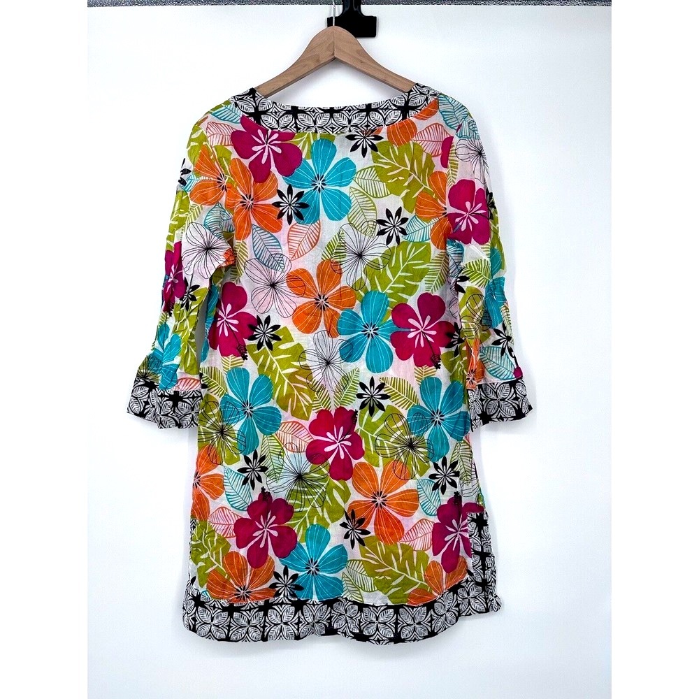 La Blanca MULTI Lace-up Tunic Cover-up, US Medium beach walks  colorful
